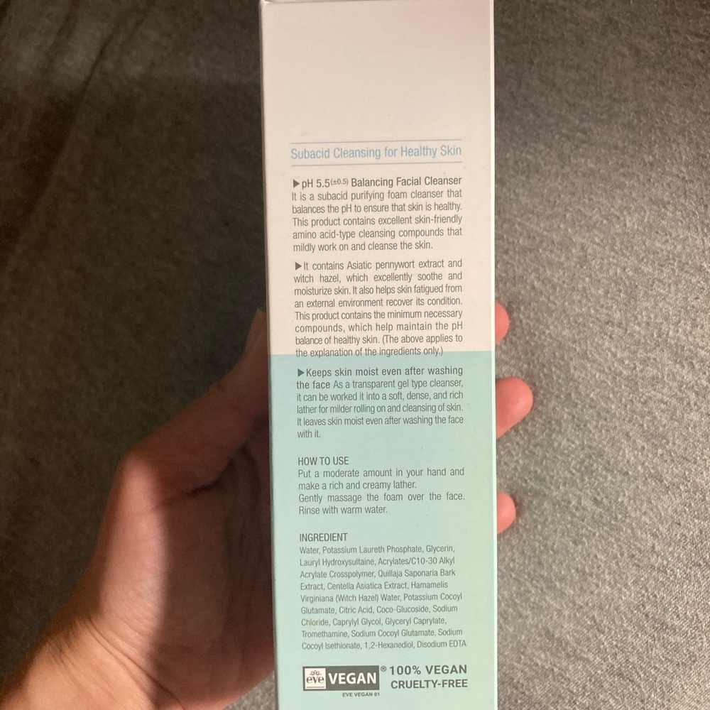 All clean green foam ph 5.5 heimish ph balancing facial cleanser.
